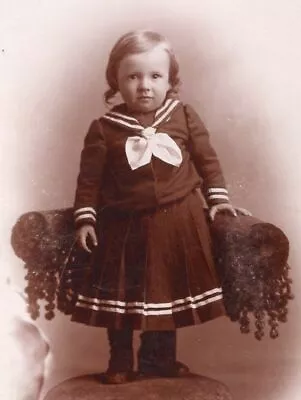 Cabinet Card Photo Sweet Little Victorian Child W Sailor Dress Chair Auburn NE • $3.95