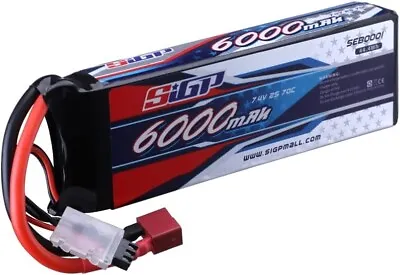 SIGP 6000mAh 2S 7.4V 70C Lipo Battery Soft Pack With Deans T Plug For RC Car Tru • £24.99