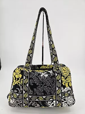 Vera Bradley Squared Away Baroque Purse Bag Tote SATCHEL Black Yellow White Gray • $34.99