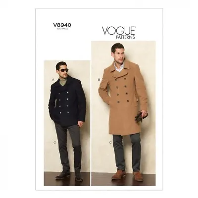 Vogue Mens Sewing Pattern 8940 Jacket Coat & Trouser Pants (Vogue-8940-M) • £10.72