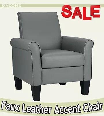 Modern Comfy Arm Chair Faux Leather Single Sofa High Back Living Room Furniture • $128.99