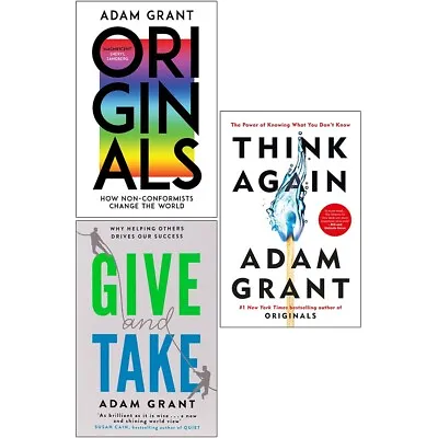 Adam Grant 3 Books Collection Set [Originals Give And Take Think Again] NEW • $72.70