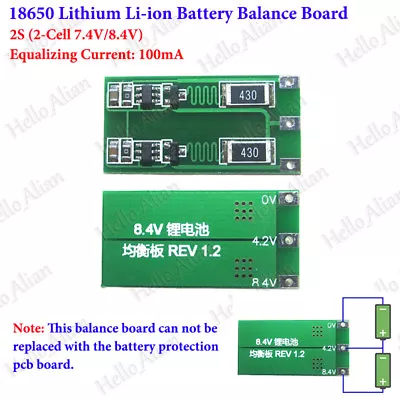 2S 2 Cell 7.4V 8.4V 18650 Li-ion Lithium Battery Charger Module Balance Board • £2.03