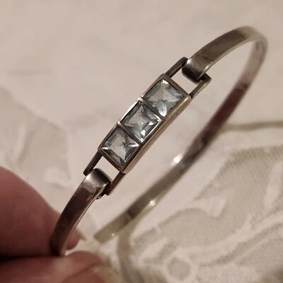Beautiful Sterling Silver Kit Heath Aquamarine Hook Bangle • £30