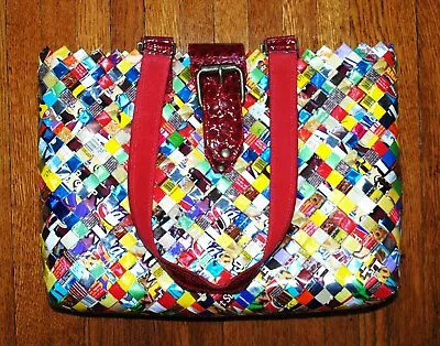 NAHUI OLLIN Large Candy Wrapper Metro Purse Tote Handbag Red Strap & Closure • $12