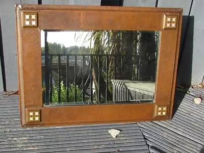 Art Deco Copper / Mop Hanging Mirror Lounge Hall Cb& S Ltd 1920 Antique Vintage • £195