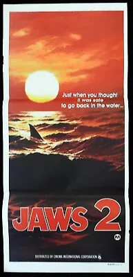 JAWS 2 Original ADV Daybill Movie Poster Just When You Thought It Was Safe • $350