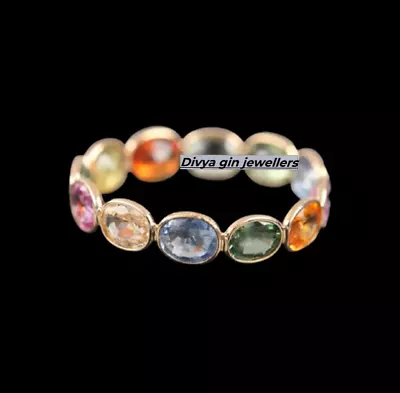 Band Eternity Ring Multi Sapphire Birthstone Ring 925 Sterling Silver Band Ring • $89.99