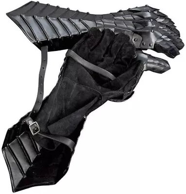 Medieval Gloves Gauntlets Black Antique Armor Nazgul Crusader Larp Costume Prop • $69.99