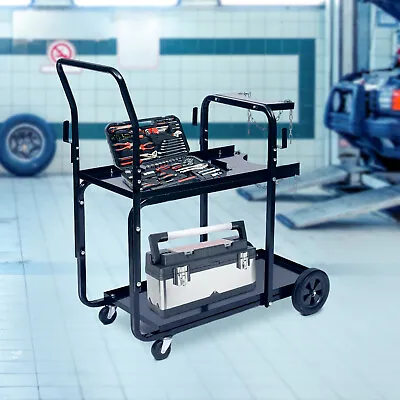 Black Rack Cart 2-Tier Heavy Duty Welder Welding Cart On Wheels • $147