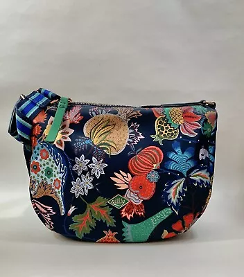 Oilily Cross Body Médium Navy Blue Floral Shoulder Bag With Adjustable Strap • £29.99