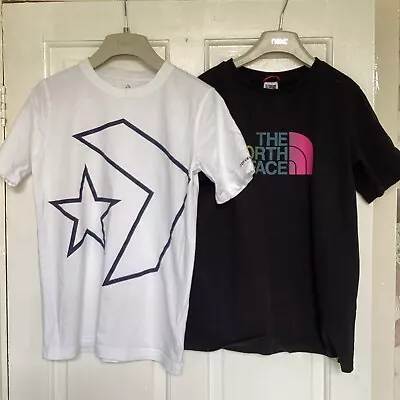 Bundle Youth T-shirts White Converse&Black North Face Size L… • £2