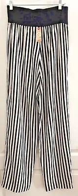 Vintage Black White Vertical Stripe Beetlejuice Pants Large Tags Wide Legs • $19