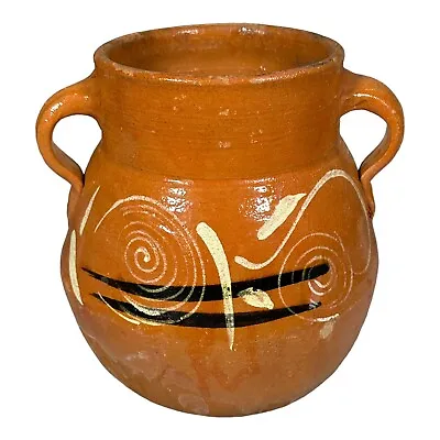 VTG Mexican Redware Double Handle 9  Bean Pot Jug Tlaquepaque Terracotta LARGE • $80