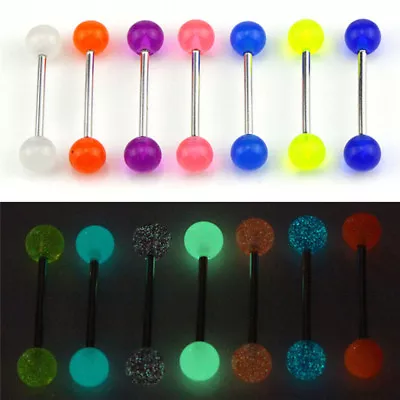 $1.24 • Buy 7PCS/Set Glow In The Dark Luminous Barbell Tongue Rings Body Piercing Jhm