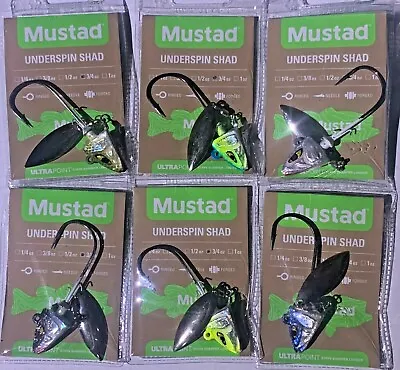 Mustad USJ  Underspin Shad  1/4 3/8 1/2 3/4 Oz. Swimbait Jig Head • $8.25