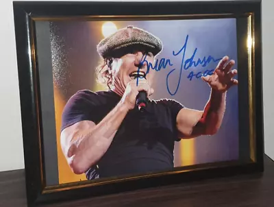 BRIAN JOHNSON  - HAND SIGNED 8 X 10 PHOTO -  WITH COA - FRAMED - ACDC AUTOGRAPH • $160