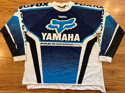 VTG Fox Yamaha Racing Inc Motocross Jersey BMX Long Sleeve Shirt Size Medium Y2K • $159.95