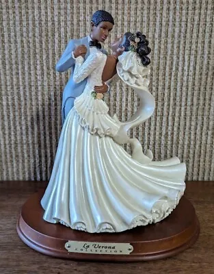 La Verona Collection Rare African American Bride And Groom Wood Base 8 1/4  • $24.99