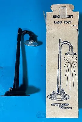 VINTAGE PRE-WAR MARX #419 STANDARD GAUGE GOOSE NECK SINGLE LAMP POST 7.5  W/ BOX • $65