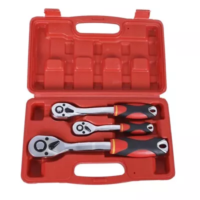 3-Piece Ratchet Set 1/4  3/8  1/2  Drive Ratchet Handle 72-Tooth • $23.19