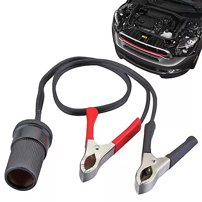 2*Car Adapter To Plug Socket Car Battery Crocodile Clips To 12V/24V Lighter • £8.39