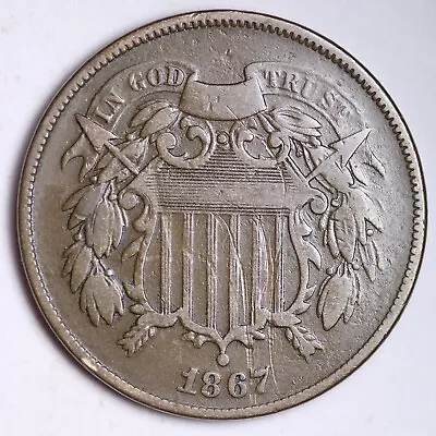 1867 Two Cent Piece CHOICE VG FREE SHIPPING E125 RTB • $40.05