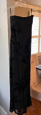 Vintage Adrianna Papell Evening Black Beaded Strapless Dress Gown - Sz 12 • $85