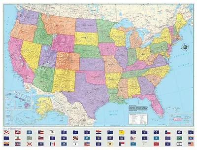 $24.95 • Buy Political United States-US-USA Wall Map Laminated Large Mural Art Poster Print