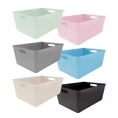£29.99 • Buy Set Of 6 Colourful Plastic Storage Basket Studio Organiser Trays With Handles.
