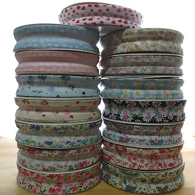 £1.70 • Buy 1m PATTERNED FLORAL HEART CHECK PRINT 25mm COTTON BIAS BINDING TAPE 51 DESIGNS