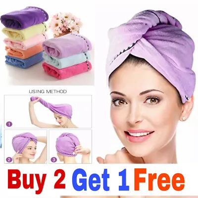 Rapid Fast Drying Hair Absorbent Towel Turban Wrap Soft Shower Bath Cap Hat • $6.50