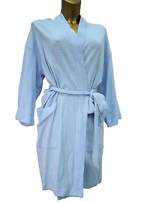 M & S Pure Cotton Waffle Robe Dressing Gown Size L/xl  Light Blue Marks Spencer • £15.99
