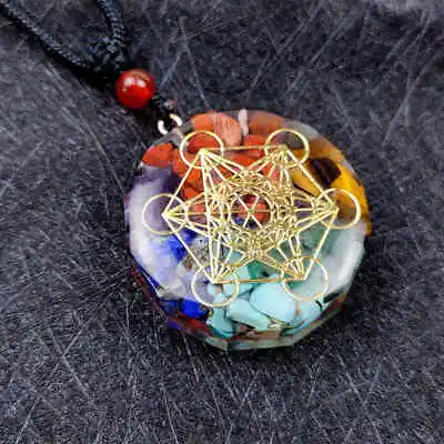 Natural 7 Chakra Healing Crystal Hexagram Pendant Quartz Organite Stone Necklace • £3.59