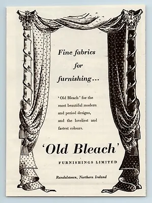 1951 Paper Ad Old Bleach Furnishings Ltd Randalstown Fine Fabrics Linens • £5.95