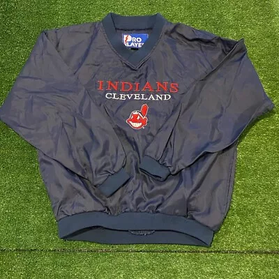 Vintage Cleveland Indians Jacket Small Pullover Mens 90s Pro Player Chief Wahoo • $44.99