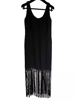 Louis Feraud Silk Evening Dress Vintage F38 UK10 Tassels • £25