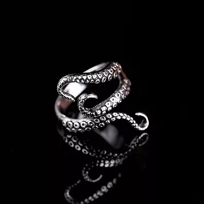 Cool Punk Gothic Adjustable Tibetan Silver Octopus Finger Ring Women Men Jewelry • £3.23