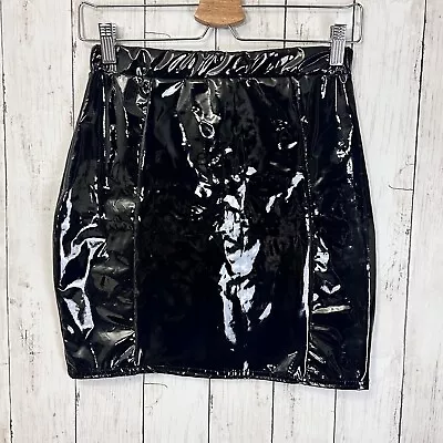 Missguided Black Vinyl Bodycon Wet Look Skirt • $15