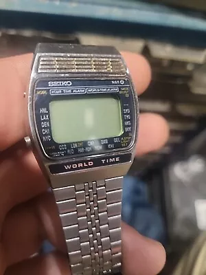 Seiko WORLD TIME Digital Watch D.S.T. Vintage ⌚A 239 520 A2 • $45