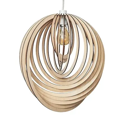 £29.99 • Buy Natural Lampshade Wooden Ceiling Light Shade Spiral Pendant Living Room Lighting