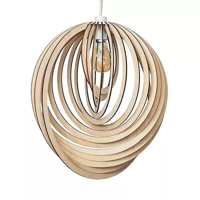 Natural Lampshade Wooden Ceiling Light Shade Spiral Pendant Living Room Lighting • £24.99