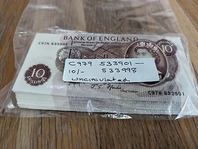 Ninety-Seven Consecutive Bank Of England 10 Ten Shilling Notes JS Fforde • £480
