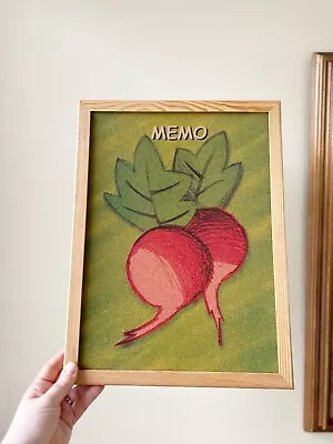 Vintage Radish Framed Cork Memo Board Kitchen Decor • $22