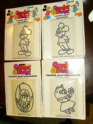 4 Vintage Makit & Bakit Disney Mickey (x2) Stained Glass Suncatcher + 2 Others • $30