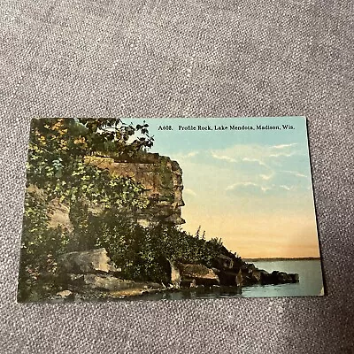 Madison WI Profile Rock Lake Mendota Postcard Wisconsin 1913 PM • $3.99