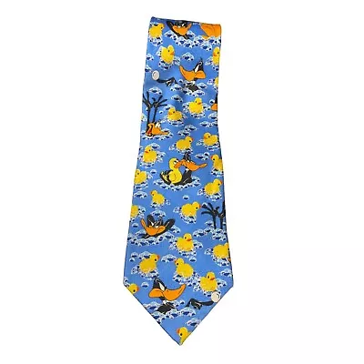 Vtg Looney Tunes Silk Daffy Duck Neck Tie Blue Rubber Duckie • $14.88