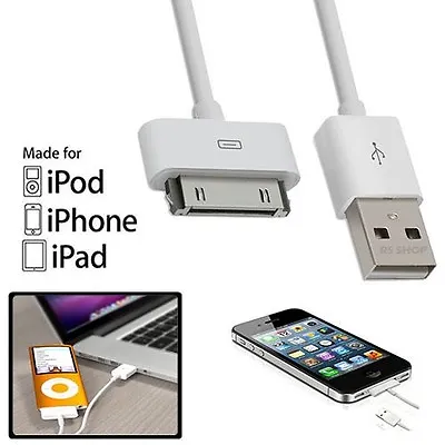 USB Data Cable Charger Sync Lead For Apple IPhone 3 4G 4S IPad 2 IPod Nano • £2.49