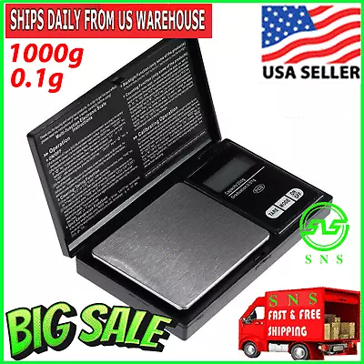 Digital Scale 1000g X 0.1g Jewelry Pocket Gram Gold Silver Coin Herb Food Precis • $9.49