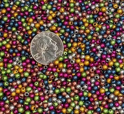 4mm Round Beads Metallic Colorful Plastic Bead Color Beads For Jewelry 200 Pcs • $2.50